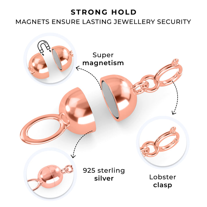 Magnetic Lock with Lobster Clasp in Rose Gold Plated Sterling Silver 3156667 2