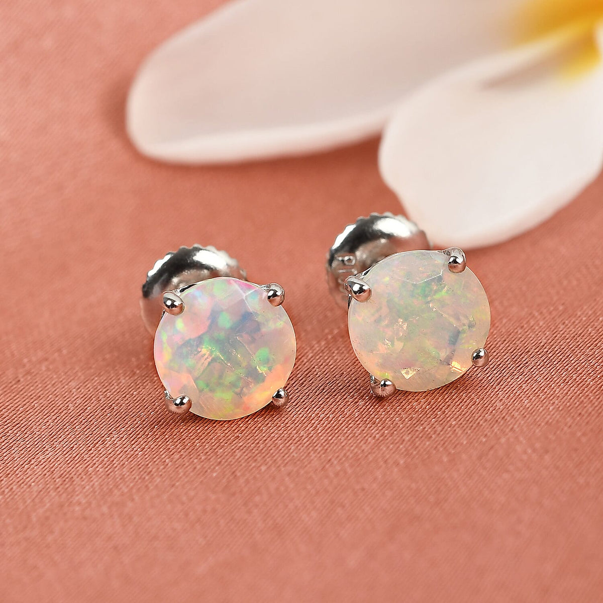 RHAPSODY 1.67 Ct AAAA Ethiopian Opal Solitaire Stud Earrings in 950 Platinum 3170603 2