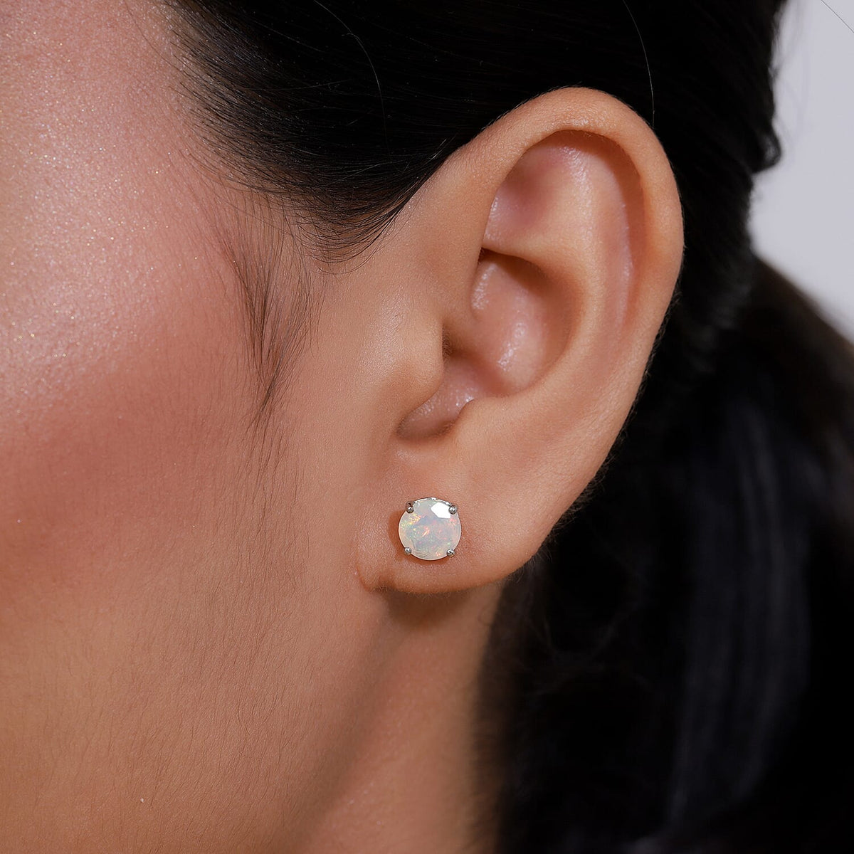 RHAPSODY 1.67 Ct AAAA Ethiopian Opal Solitaire Stud Earrings in 950 Platinum 3170603 3