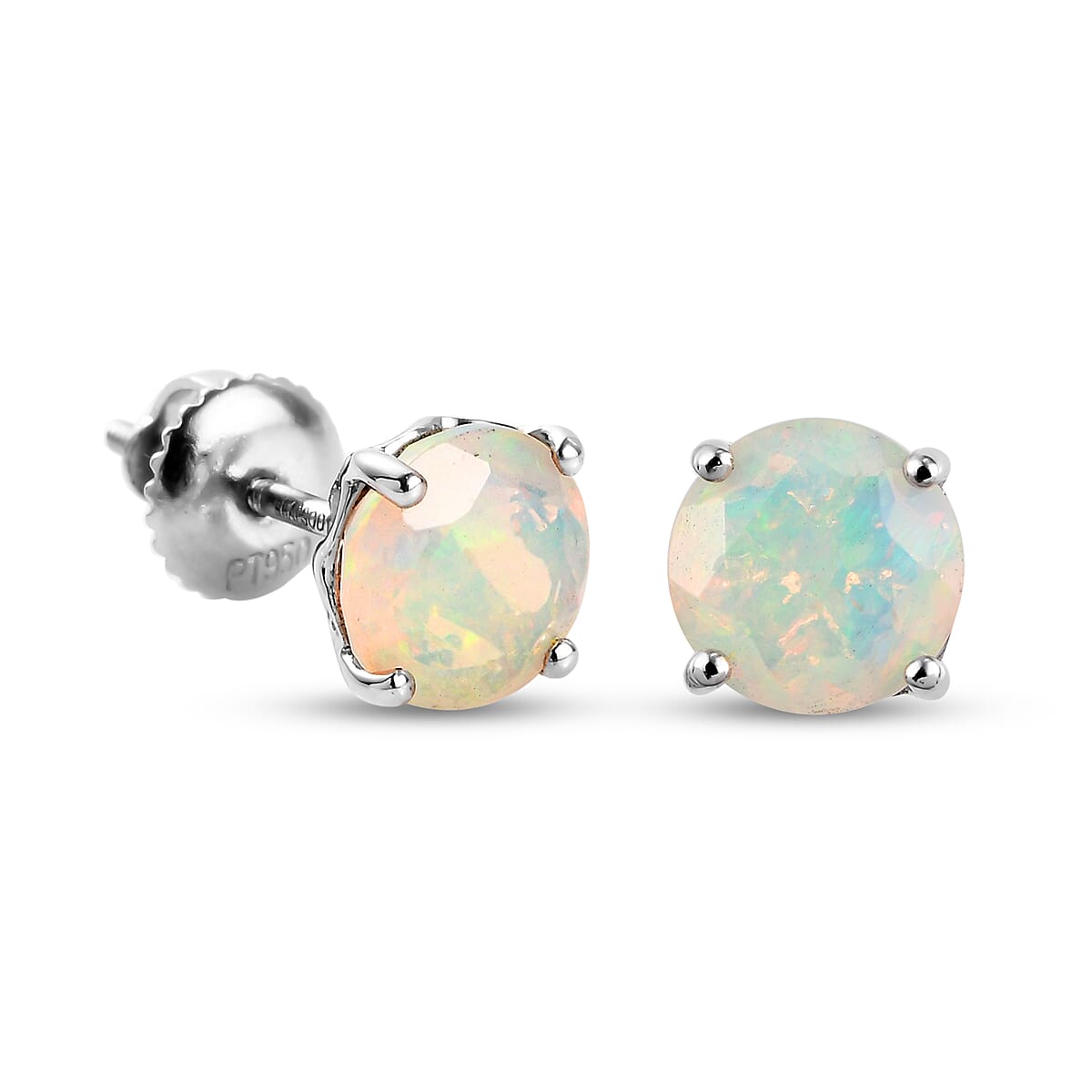 RHAPSODY 1.67 Ct AAAA Ethiopian Opal Solitaire Stud Earrings in 950 Platinum 3170603 4