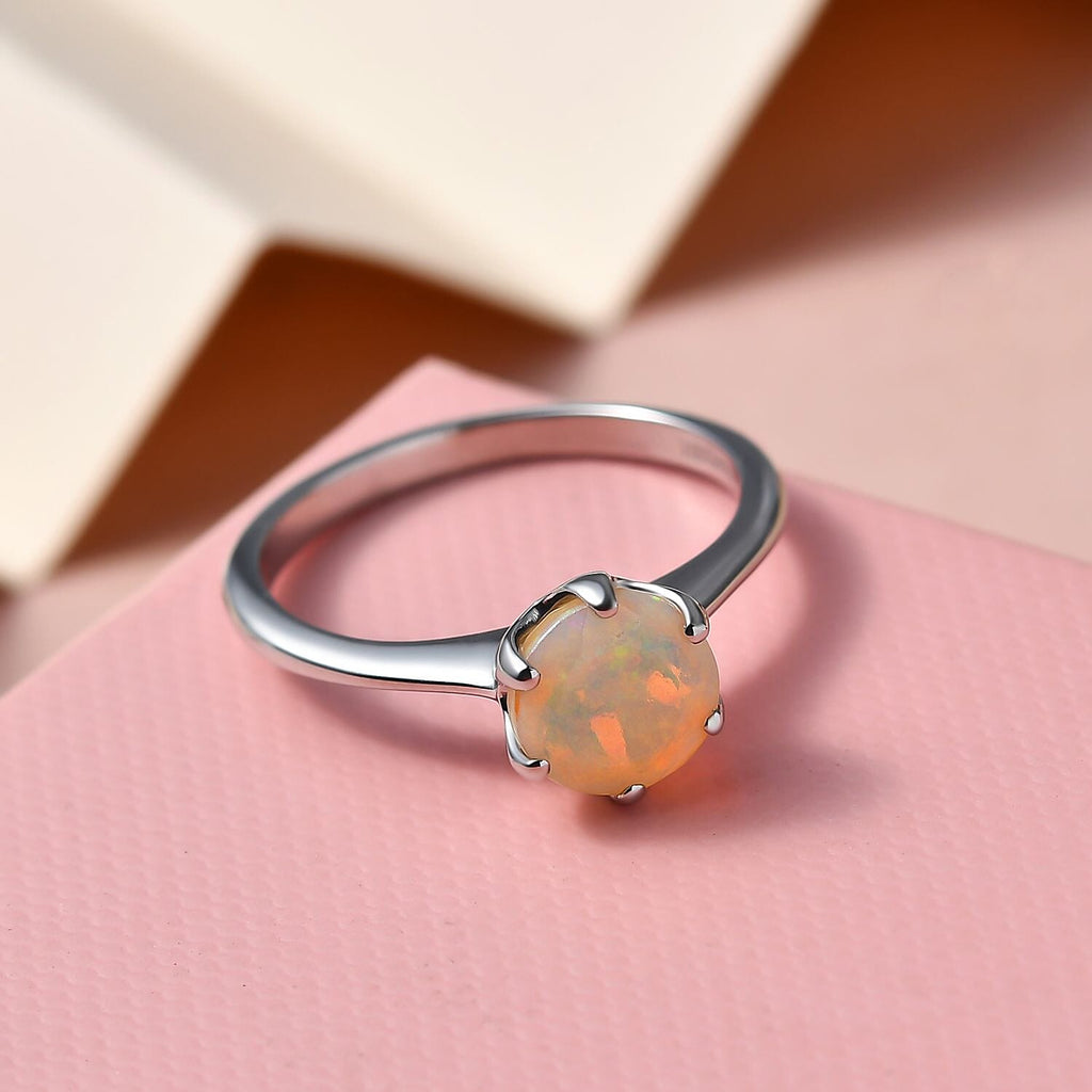 RHAPSODY 950 Platinum AAAA Ethiopian Welo Opal Solitaire Ring