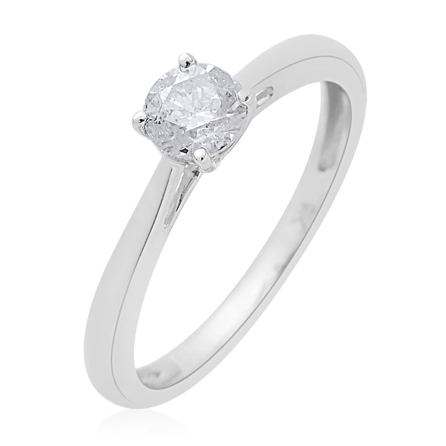 0.50 Ct Diamond Solitaire Ring in9K White Gold SGL Certified I3 GH 3677297 3