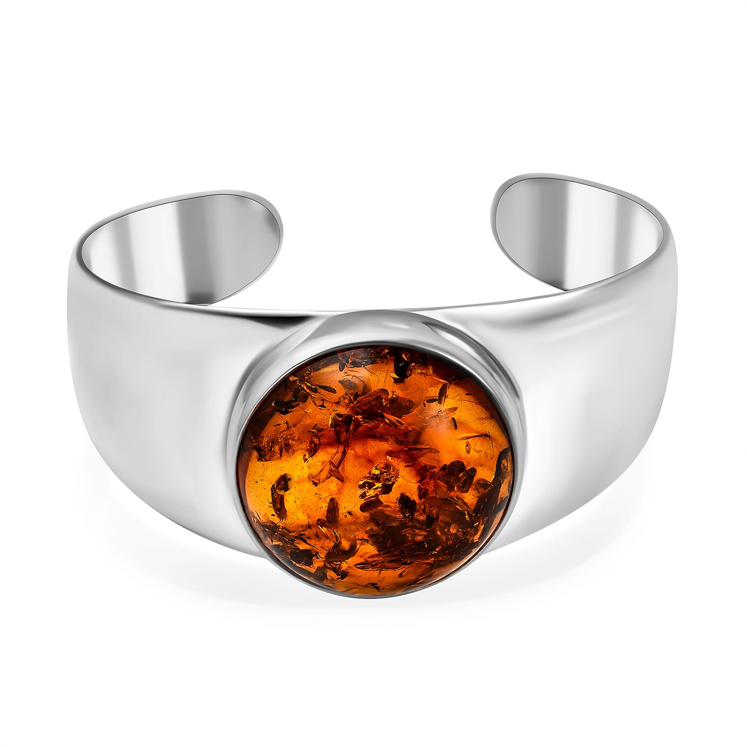 32.50 Ct. Baltic Amber Bracelet Size 7.5 in Rhodium Plated Sterling Silver 7542191 0