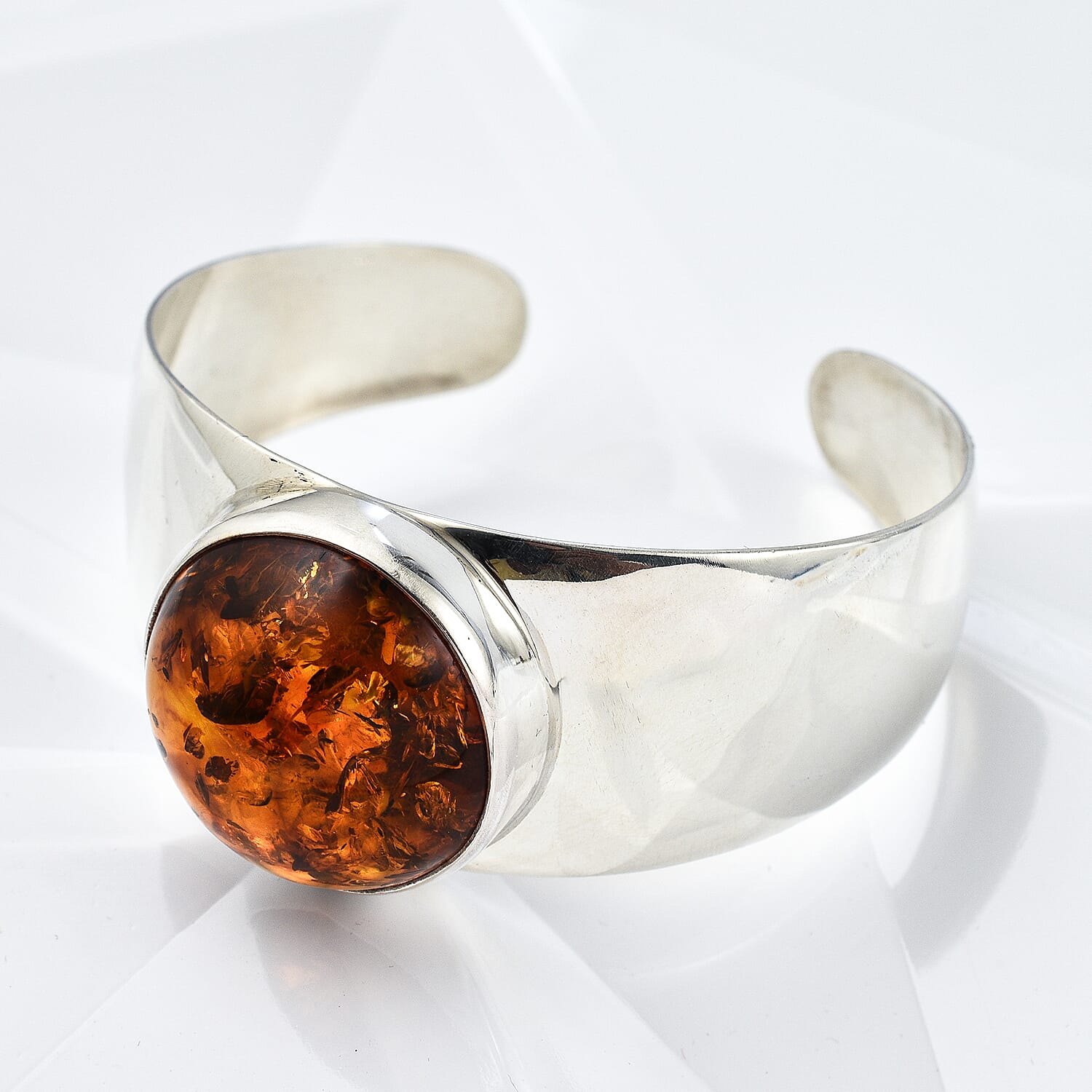 32.50 Ct. Baltic Amber Bracelet Size 7.5 in Rhodium Plated Sterling Silver 7542191 1