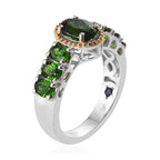 GP - Chrome Diopside & Blue Sapphire Ring in 18K Vermeil Yellow Gold Plated & Rhodium Overlay Sterling Silver 1.85 Ct._3203185_2