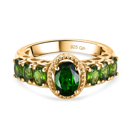 GP - Chrome Diopside &amp; Blue Sapphire Ring in 18K Vermeil Yellow Gold Plated Sterling Silver 1.85 Ct. 3203187 1