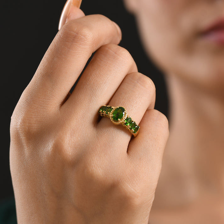 GP - Chrome Diopside &amp; Blue Sapphire Ring in 18K Vermeil Yellow Gold Plated Sterling Silver 1.85 Ct. 3203187 2