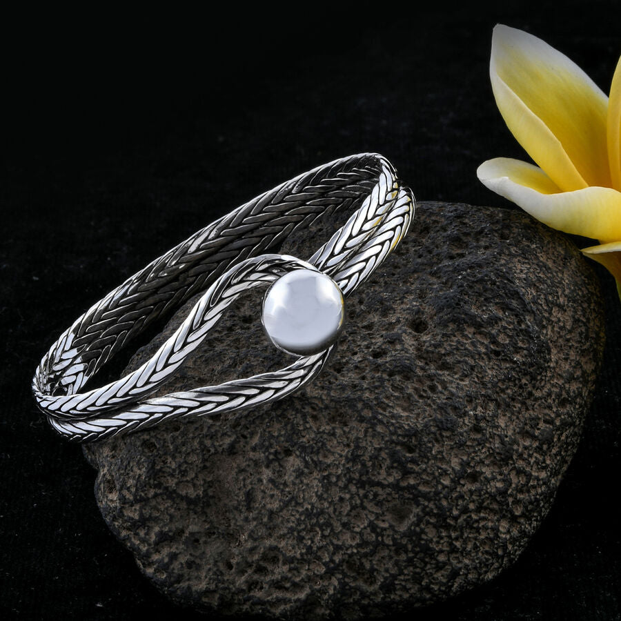 Royal Bali Collection Sterling Silver High Ball Buckle Bangle (Size 7.5) 3214627 2