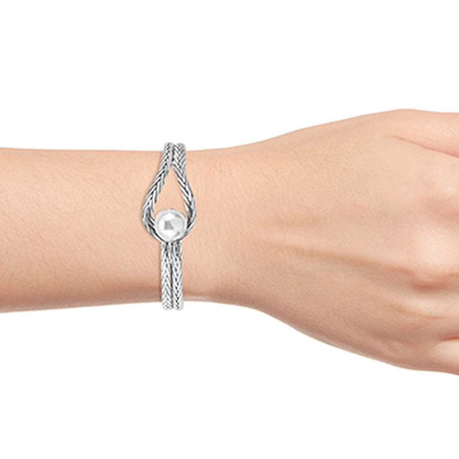 Royal Bali Collection Sterling Silver High Ball Buckle Bangle (Size 7.5) 3214627 3