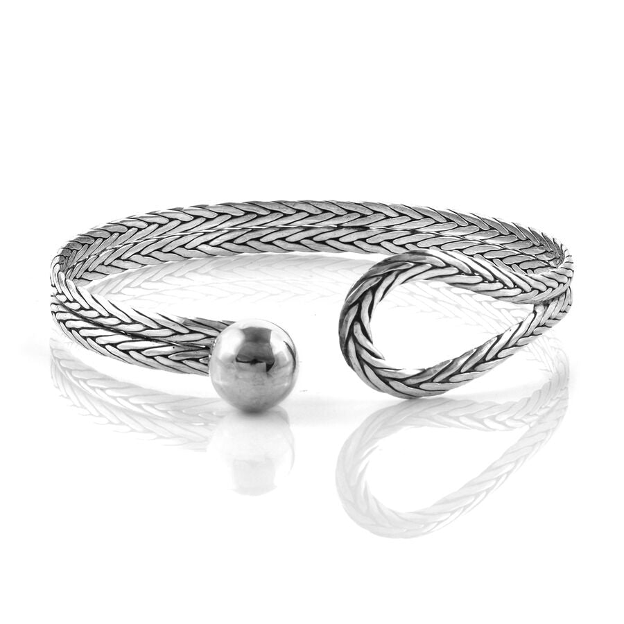 Royal Bali Collection Sterling Silver High Ball Buckle Bangle (Size 7.5) 3214627 4