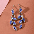 D'Joy - Tanzanite Leaf Dangling Earrings with Push Back in Platinum Overlay Sterling Silver 1.45 Ct._3223025_1