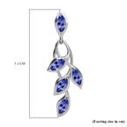 D'Joy - Tanzanite Leaf Dangling Earrings with Push Back in Platinum Overlay Sterling Silver 1.45 Ct._3223025_7
