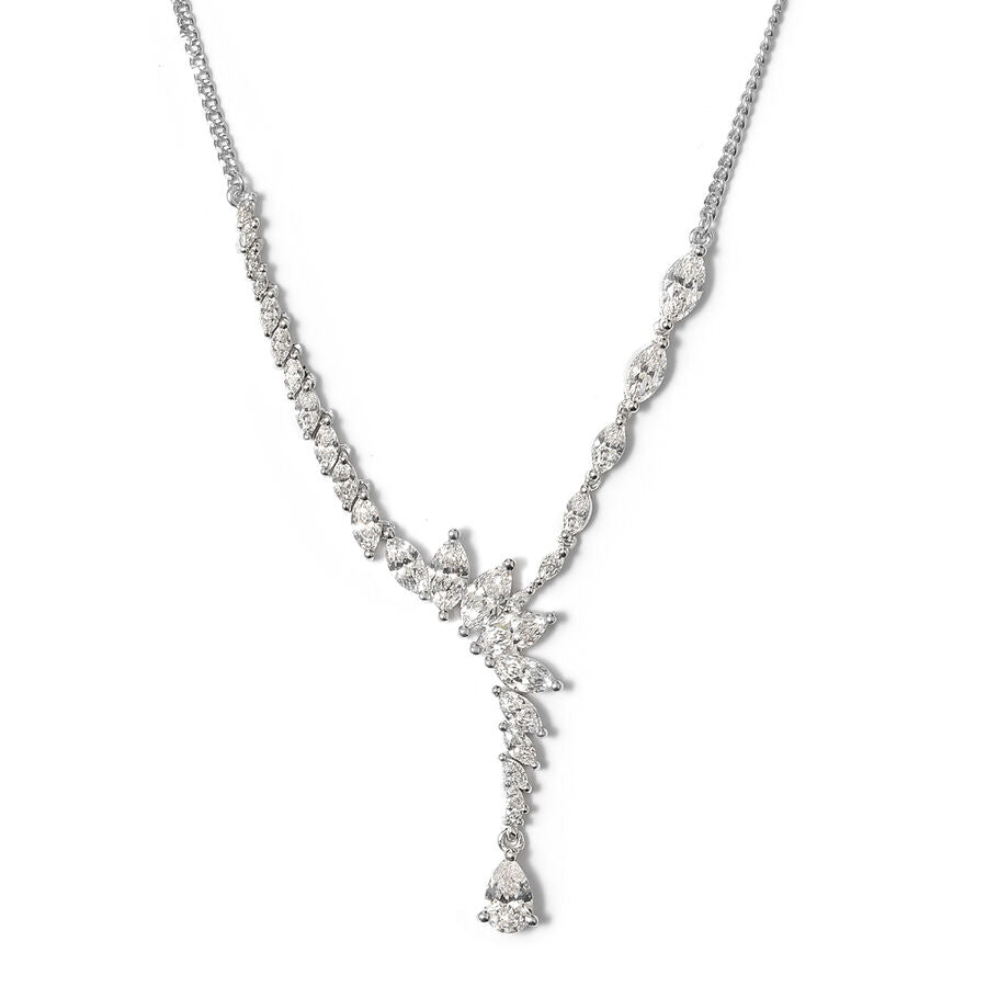 Lustro Stella Made with Finest CZ Y necklace in Platinum Plated Silver 9.30 Grams 20 Inch 3224257 2