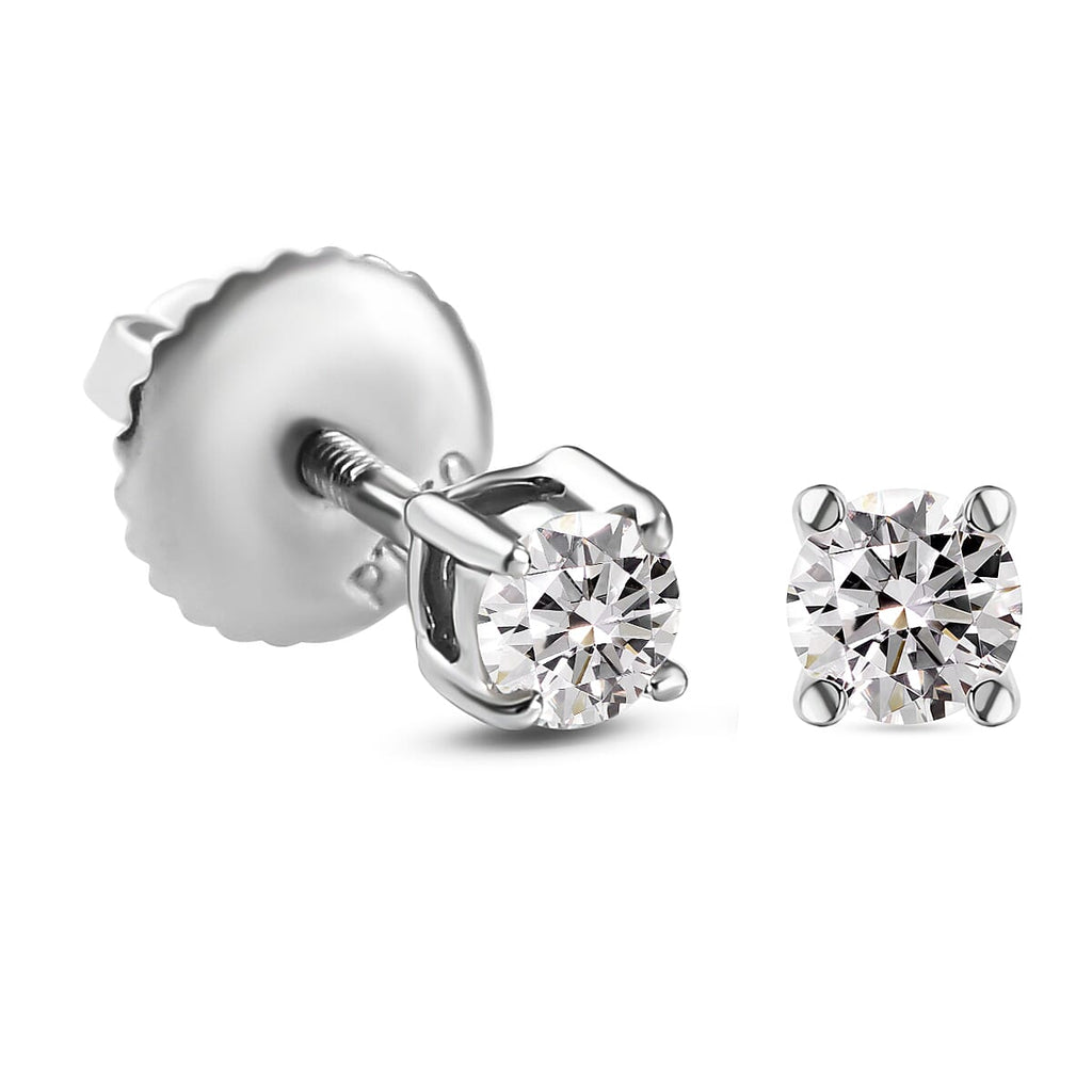 RHAPSODY 950 Platinum IGI Certified Diamond (VS-E-F) Solitaire Stud Earrings (with Screw Back) 0.20 Ct.