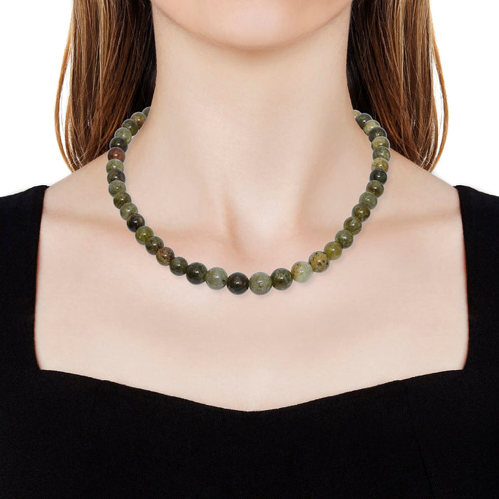 325 Ct AAA Mali Garnet Beaded Necklace in Rhodium Plated Silver with Magnetic 18 Inch 3404258 2