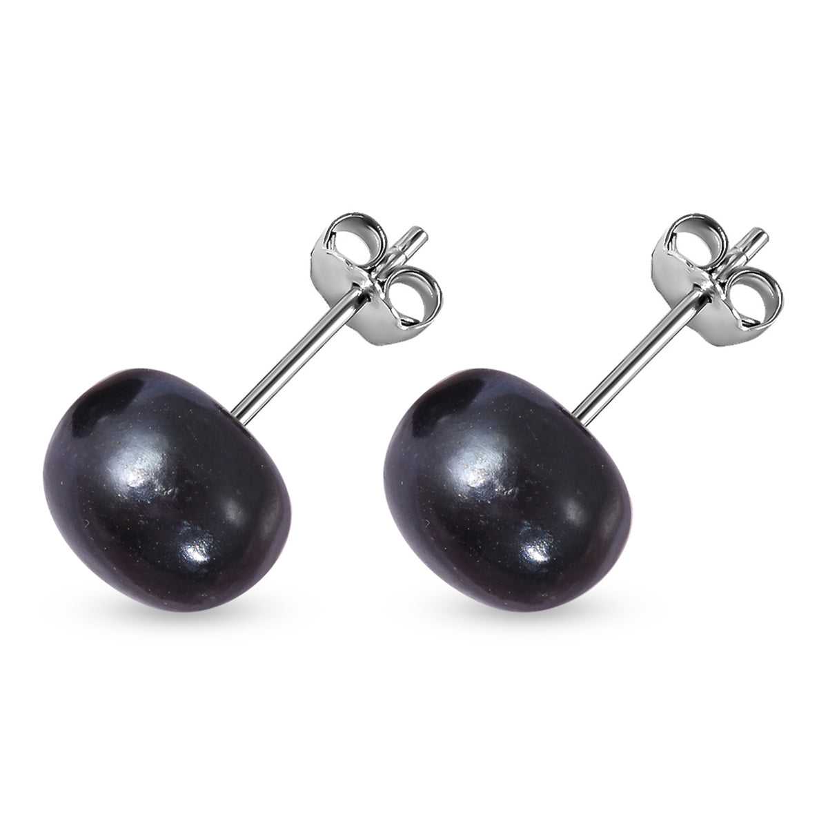 Freshwater Blue Peacock Pearl (8-10 mm) Earrings in Rhodium Plated Sterling Silver 3258481 6