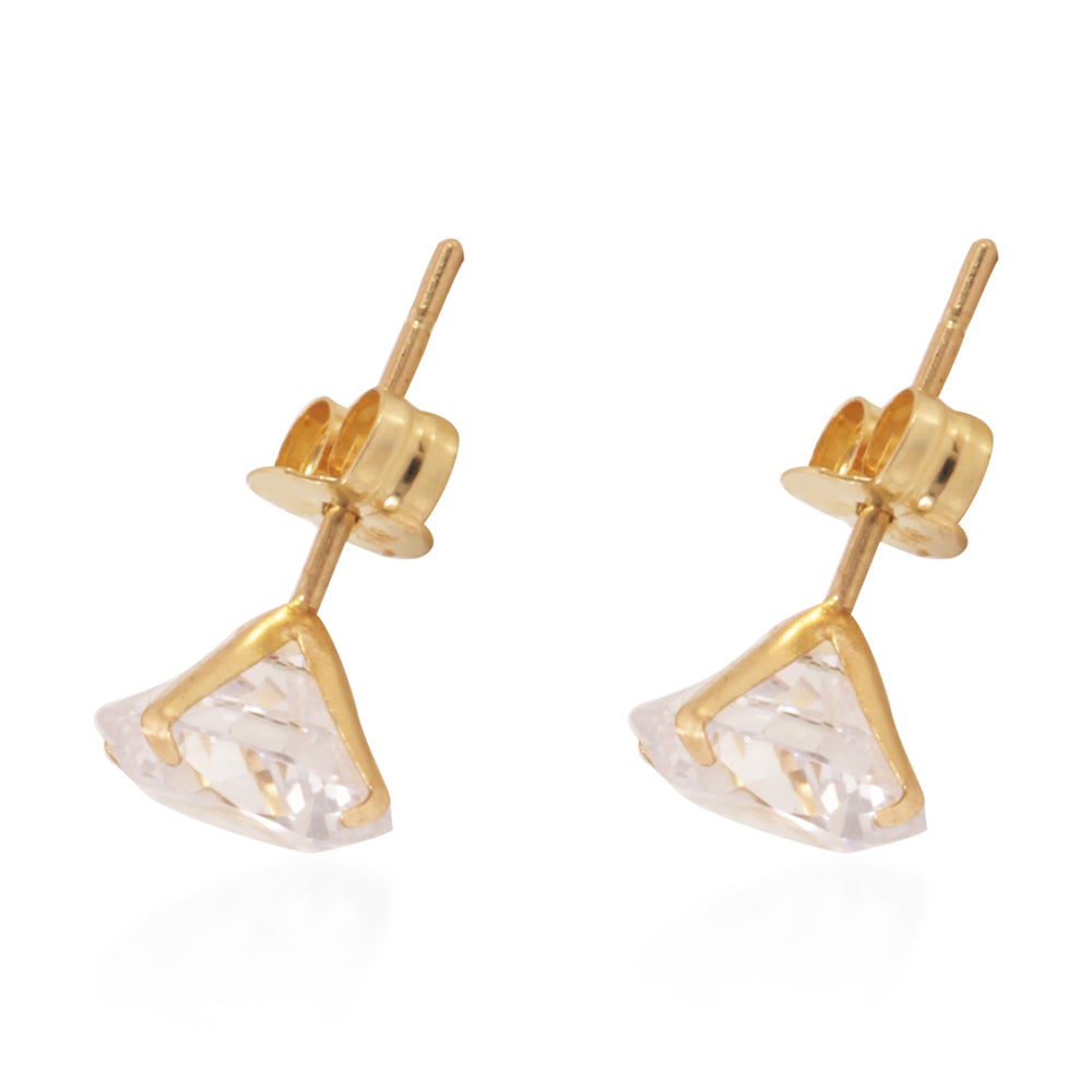 Close Out Deal- 9K Y Gold 5mm AAA Simulated Diamond Stud Earrings (with Push Back) 3260697 1