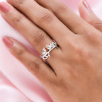 Couple Bird Ring in Platinum Overlay & 18K Vermeil Rose Gold Plated Sterling Silver_3270437_1