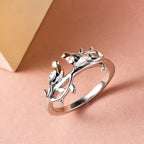 Couple Bird Ring in Platinum Overlay & 18K Vermeil Rose Gold Plated Sterling Silver_3270437_4