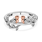 Couple Bird Ring in Platinum Overlay & 18K Vermeil Rose Gold Plated Sterling Silver_3270445