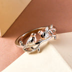 Couple Bird Ring in Platinum Overlay & 18K Vermeil Rose Gold Plated Sterling Silver_3270445_3