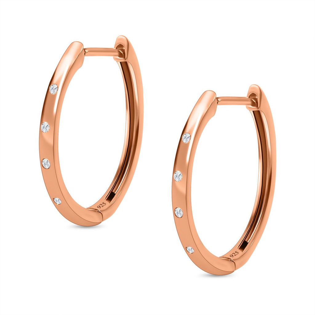 D'Joy - Diamond (Rnd) Hoop Earrings with Clasp in 18K Vermeil Rose Gold Plated Sterling Silver_3290064_3