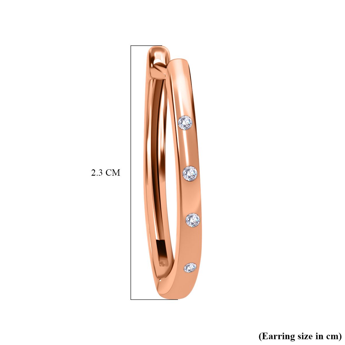 Diamond Hoop Earrings (with Clasp) in 18K Vermeil Rose Gold Plated Sterling Silver V32654785 6