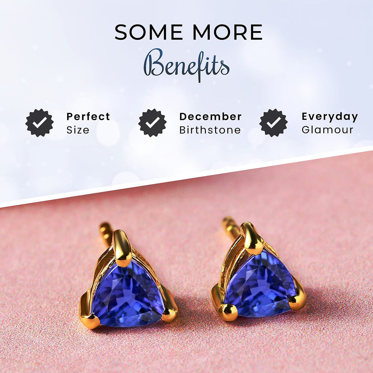 Tanzanite Trillion Solitaire Stud Earrings in 18K Vermeil Yellow Gold Plated Sterling Silver 3309552 5