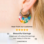 Multi Colour Murano Style Glass Flower Eanameling Hoop Earrings with Clasp_3335270_5