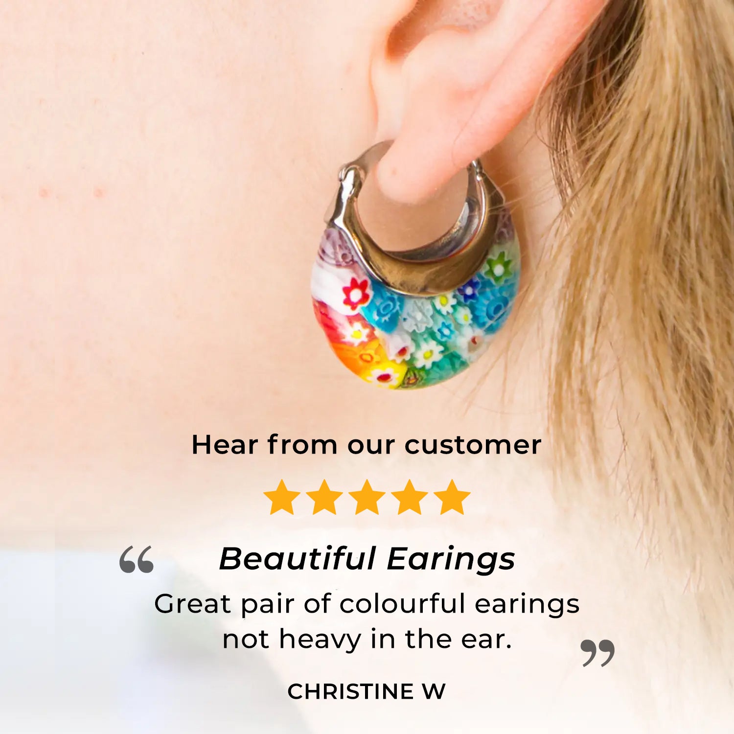 Multi Colour Murano Style Basket Earrings in Stainless Steel V32513436 6