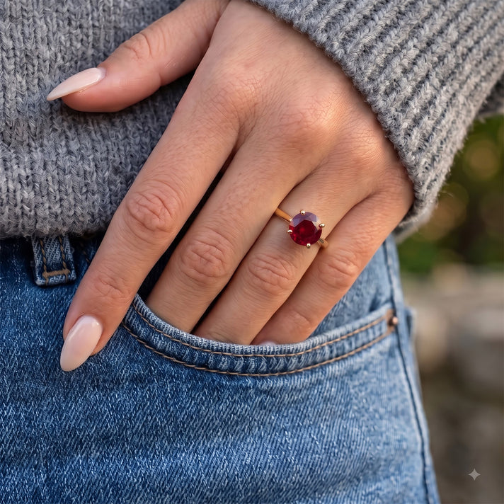 2 Carat AA African Ruby Solitaire Ring in 9K Yellow Gold 3337710 2