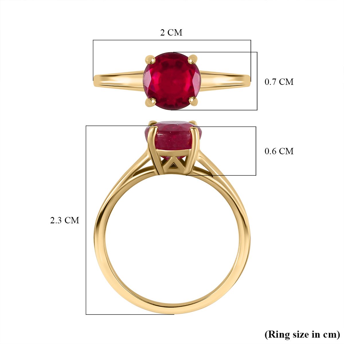 2 Carat AA African Ruby Solitaire Ring in 9K Yellow Gold 3337710 6