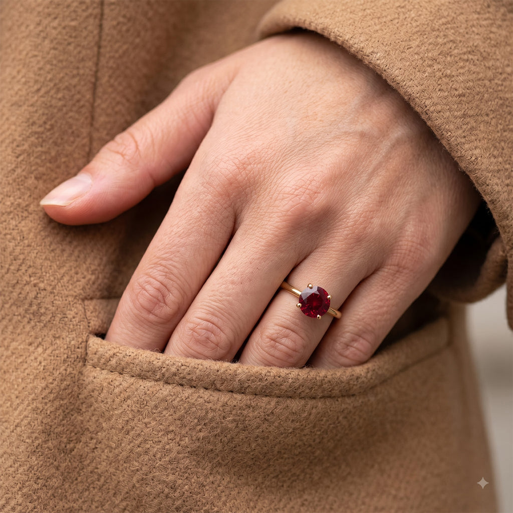 9K Yellow Gold African(FF) Ruby Solitaire Ring 2.00 Ct._3337711_4