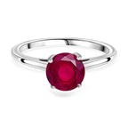 9K White Gold AA African Ruby (Rnd 7 mm) Solitaire Ring 2.00 Ct.