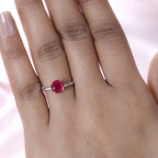 9K White Gold AA African Ruby (Rnd 7 mm) Solitaire Ring 2.00 Ct.