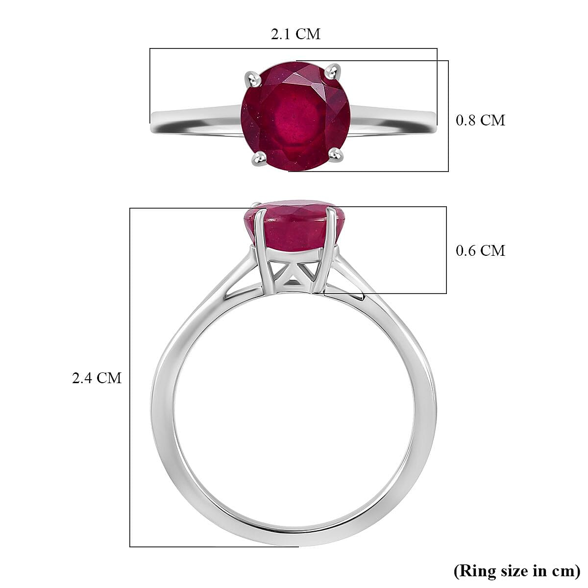 2 Carat AA African Ruby Solitaire Ring in 9K White Gold 3337721 6