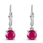 D'Joy - African Ruby (FF) Solitaire Stud Earrings with Lever Back in Platinum Overlay Sterling Silver 3.90 Ct._3341900