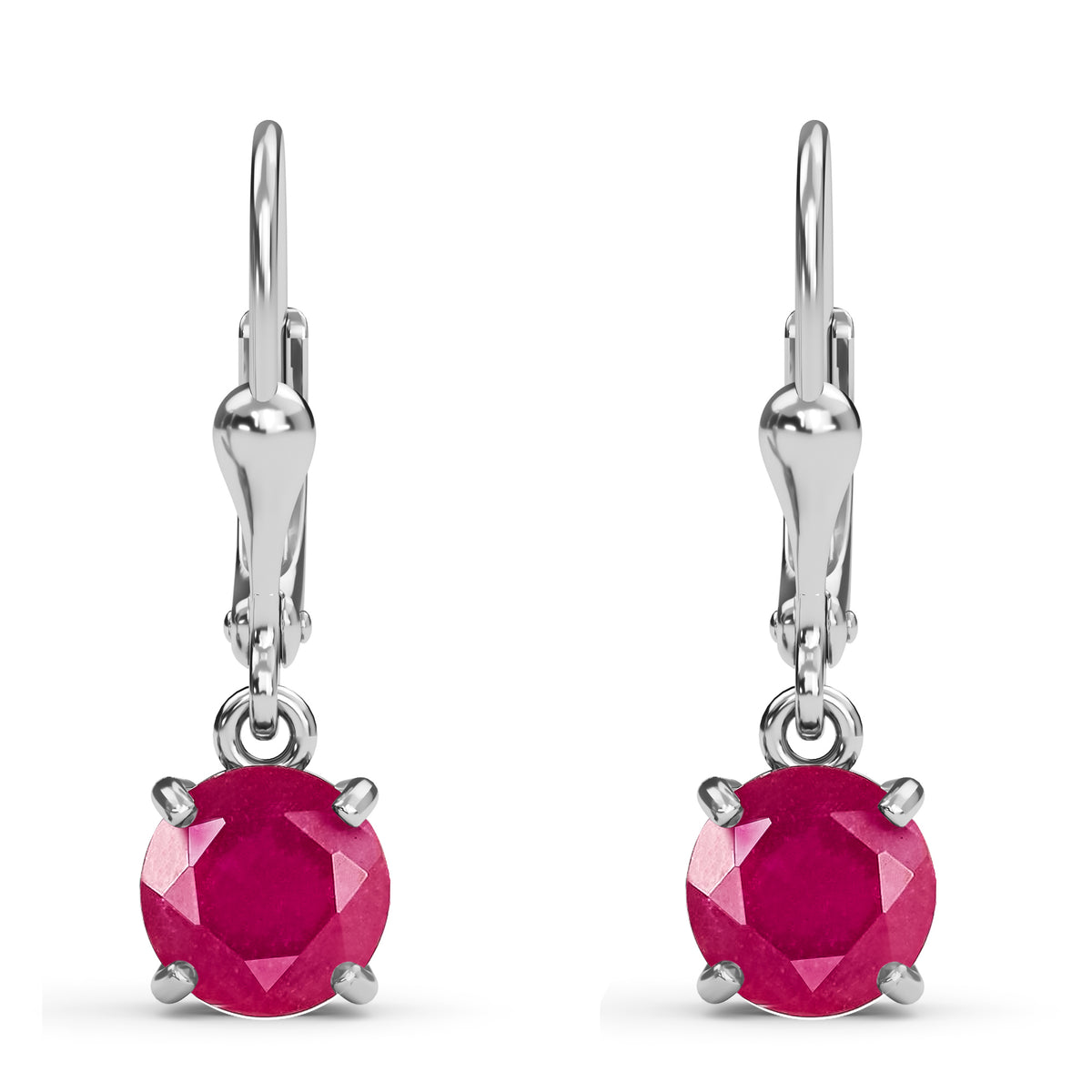 4 Ct African Ruby Solitaire Lever Back Earrings in Platinum Plated Sterling Silver V32572035 0