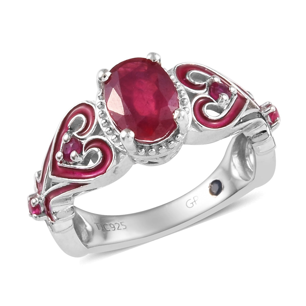 GP 1.75 Ct African and Heart Ring in Platinum Plated Sterling Silver 3343155 0