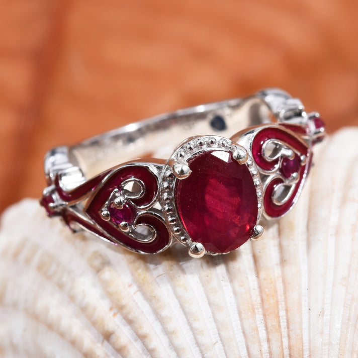 GP 1.75 Ct African and Heart Ring in Platinum Plated Sterling Silver 3343155 2