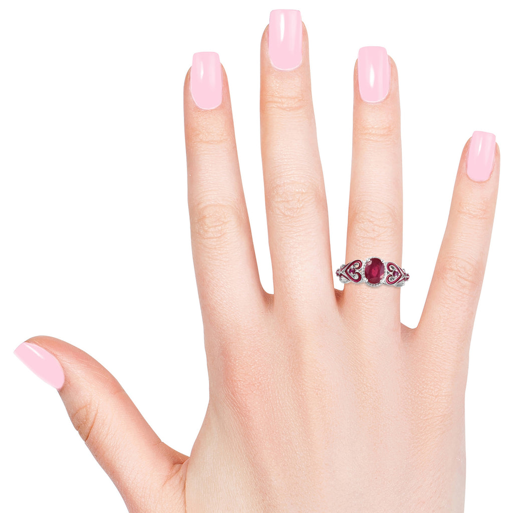 GP - African Ruby, Burmese Ruby & Blue Sapphire Heart Ring in Platinum Overlay Sterling Silver 1.94 Ct._3343155_2