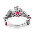 GP - African Ruby, Burmese Ruby & Blue Sapphire Heart Ring in Platinum Overlay Sterling Silver 1.94 Ct._3343155_5