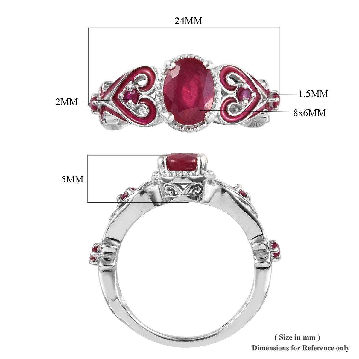 GP 1.75 Ct African and Heart Ring in Platinum Plated Sterling Silver 3343155 7