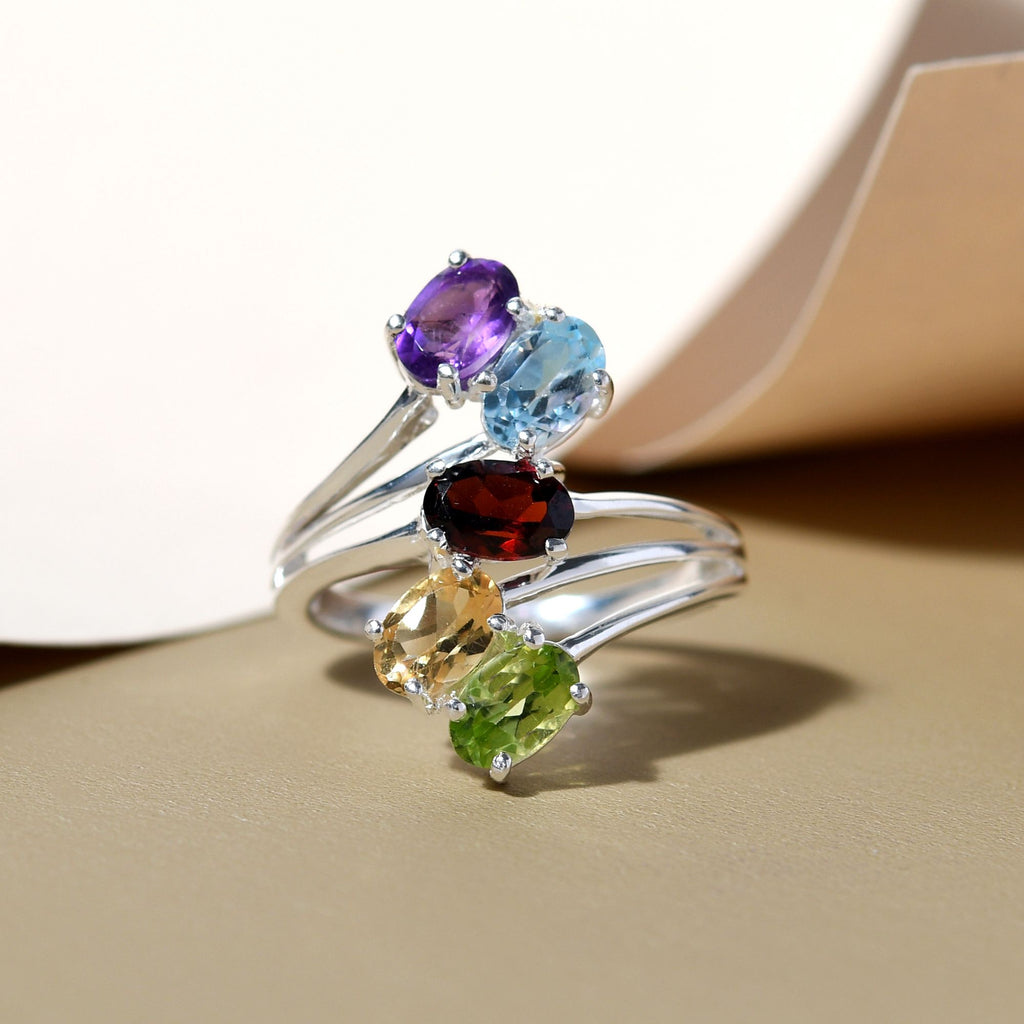 African Amethyst, Sky Blue Topaz and Multi Gemstone Bypass Ring in Sterling Silver 2.45 Ct._3366565_3