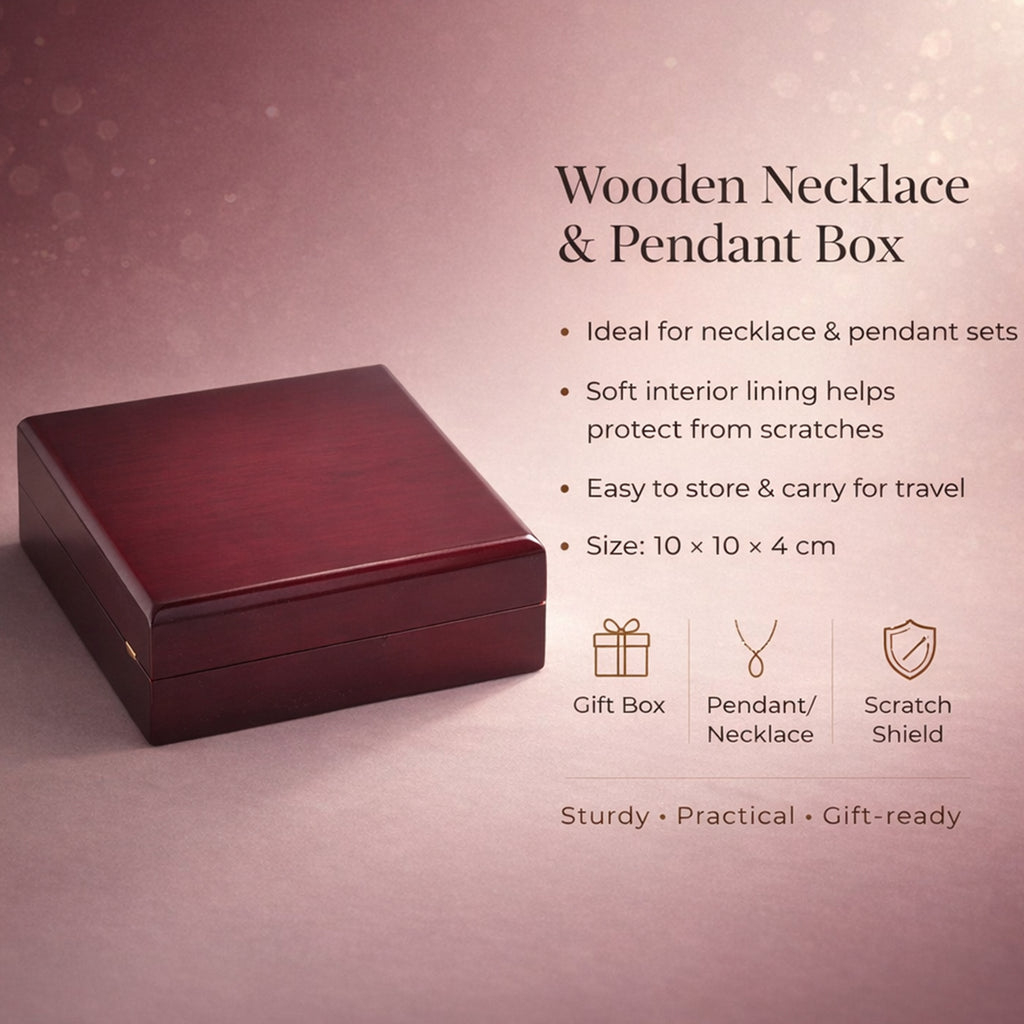 Jewellery Gifting - Velvet Lining Wooden Necklace and Pendant Box (Size 10x10x4 cm)._3399337_1