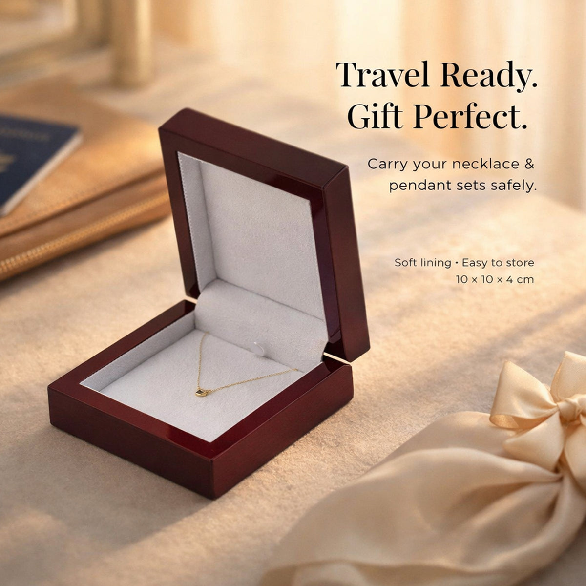 Jewellery Gifting - Velvet Lining Wooden Necklace and Pendant Box (Size 10x10x4 cm). 3399337 3