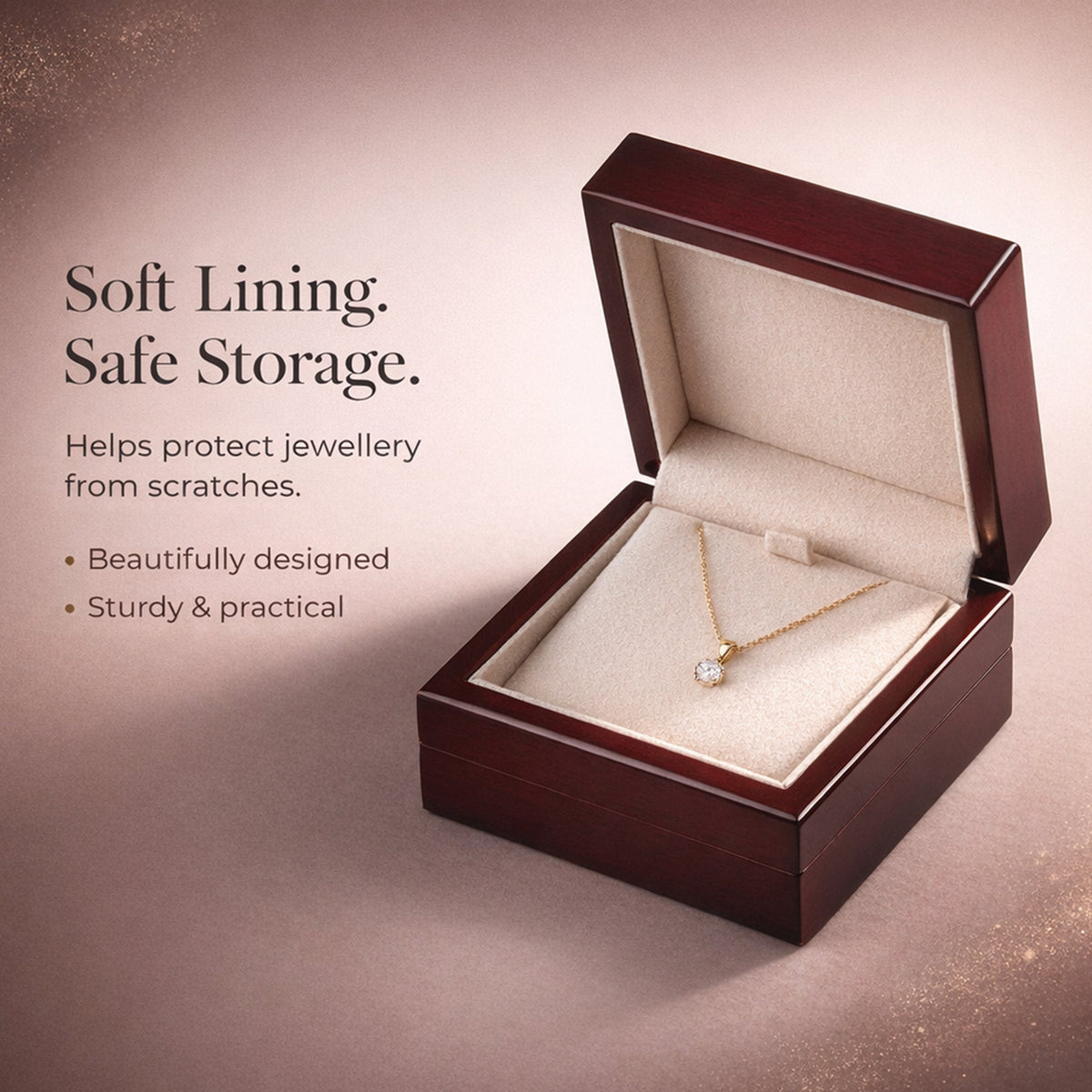 Jewellery Gifting - Velvet Lining Wooden Necklace and Pendant Box (Size 10x10x4 cm). 3399337 4