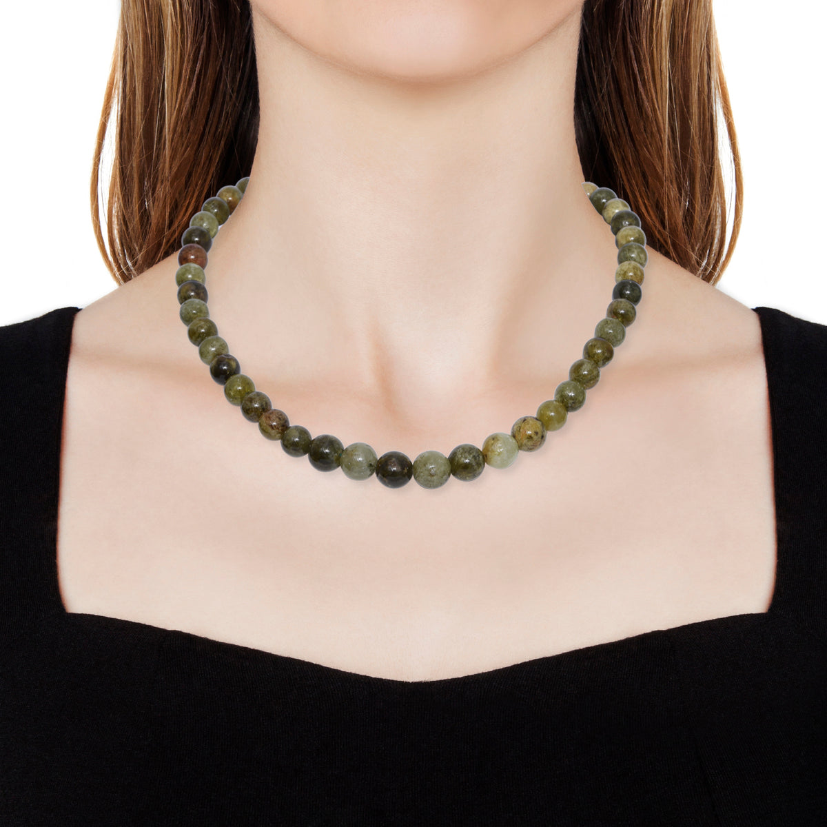 325 Ct AAA Mali Garnet Beaded Necklace in Rhodium Plated Silver with Magnetic 18 Inch 3404258 1