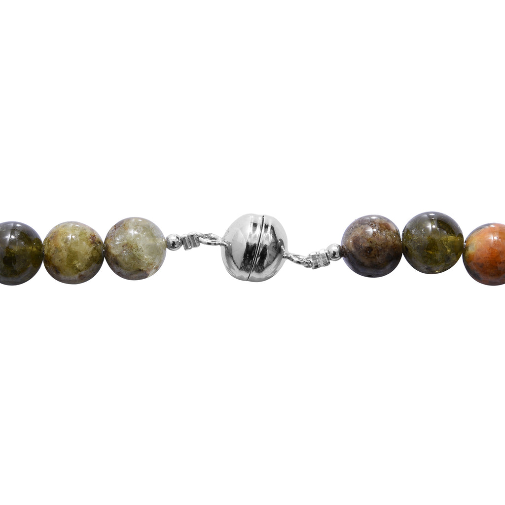 Extremely Rare AAA Mali Garnet (Rnd 10mm) Natural Beads Necklace (Size 18) in Rhodium Overlay Sterling Silver with Magnetic Lock 325.00 Ct._3404258_3