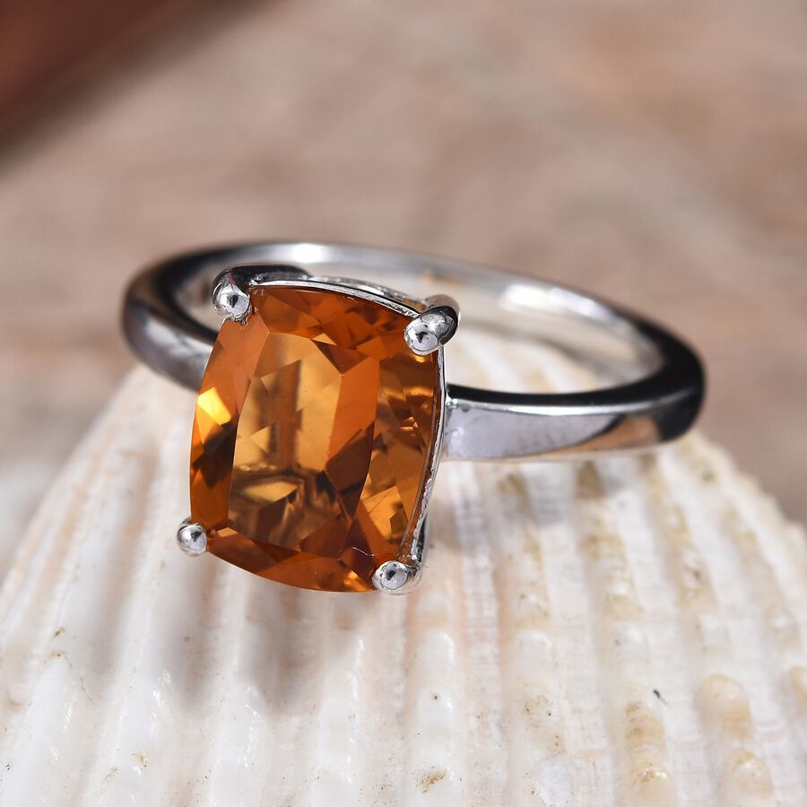 2.75 Ct Madeira Citrine Solitaire Ring in Platinum Plated Sterling Silver 3495647 1